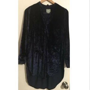 Anthropologie Maeve velvet Blue Button Tunic